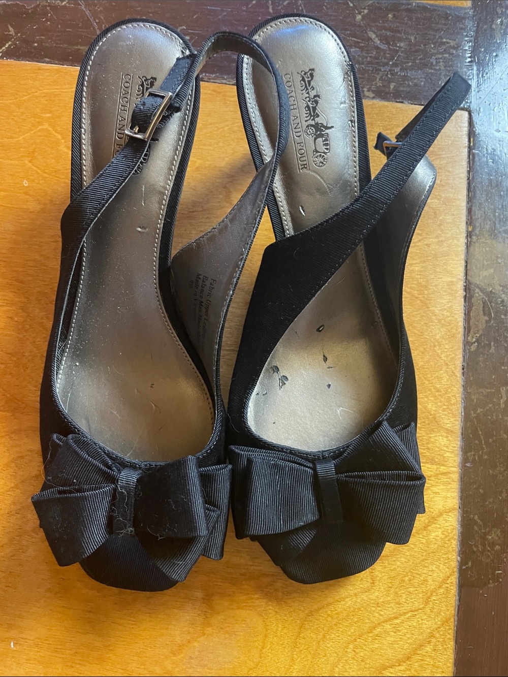 COACH Black Bow Slingback Sandals, Size 9.5